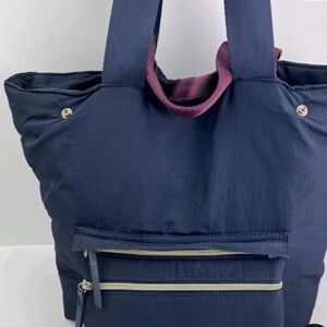 Stella & Dot Zip It Navy Blue You Do You Detachable Pouch Bag Tote Satchel